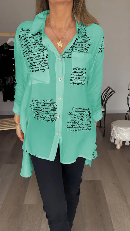 Agnes - Lapelskjorta med bokstavstryck