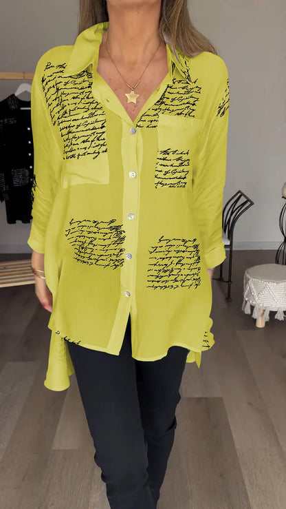Agnes - Lapelskjorta med bokstavstryck